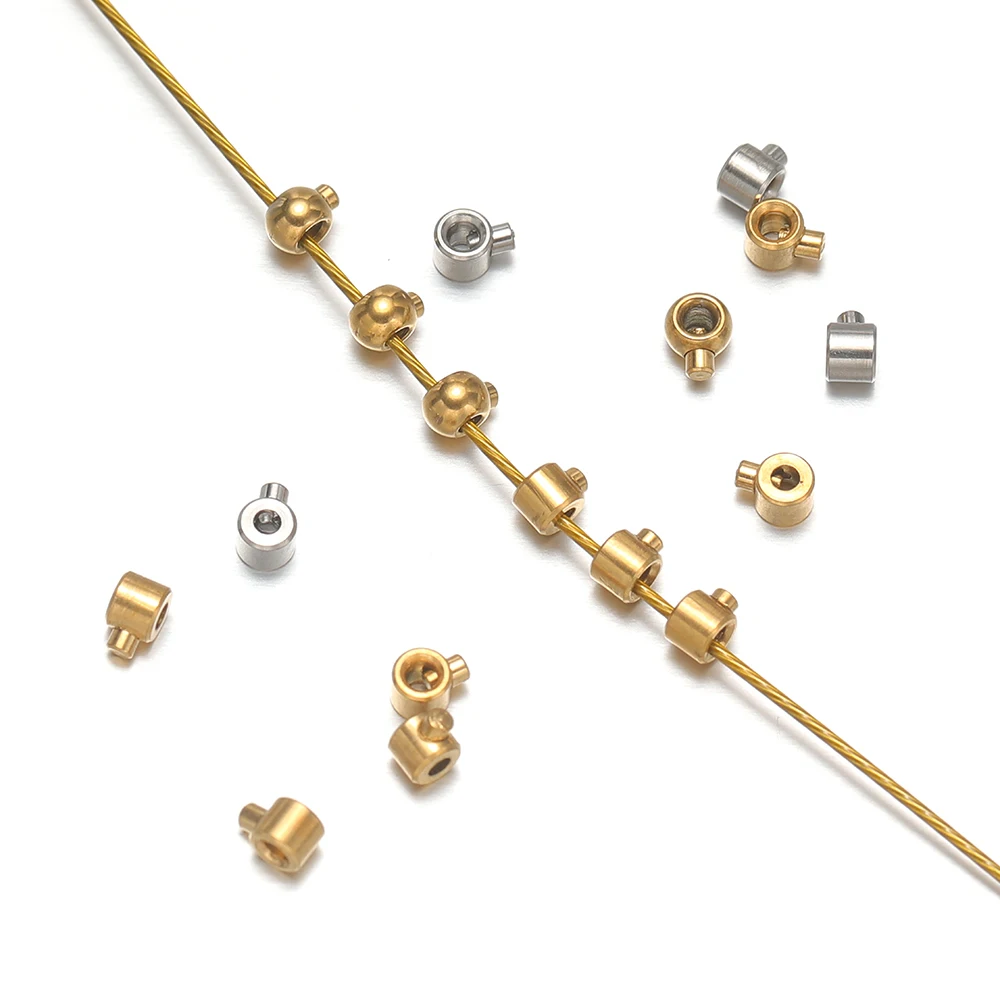 20 Stück Nicht Verblassende Edelstahl-Quetschperlen Lose Stopperperlen für Armbänder, Halsketten, DIY-Schmuckherstellung und Bastelarbeiten – Detail 2