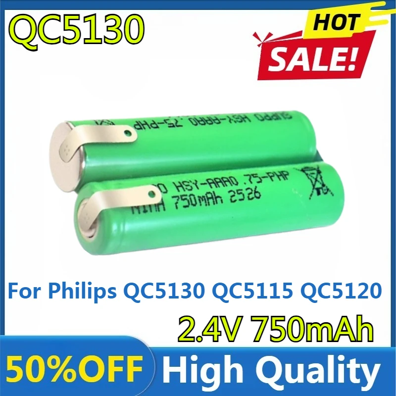

For Philips QC5130 QC5115 QC5120 QC6130 5135 5570 5580 Hair Clipper with Nickel Sheet 2.4V 750mAh High Quality Battery