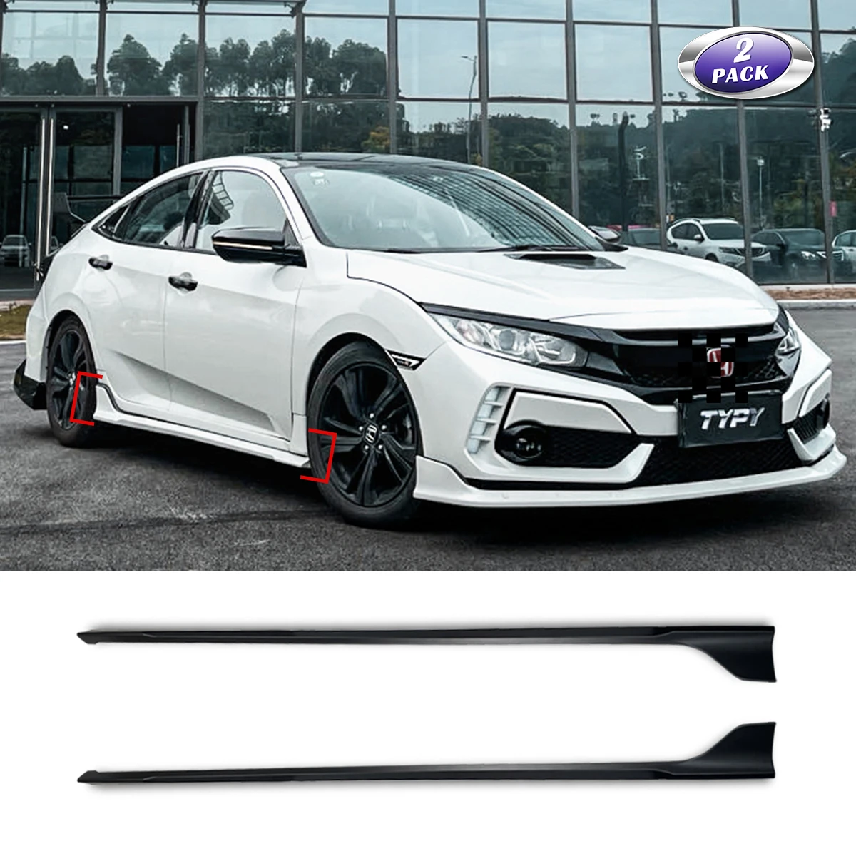 

Car Body Kit Side Skirts Extension Rocker Panels Lip Splitters For Honda Civic 10th Hatchback Type R Sedan MUGEN Style Kits