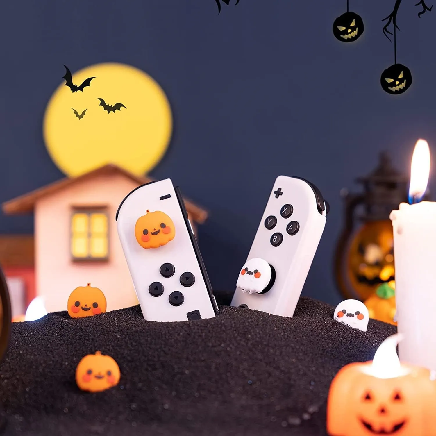 Geekshare-Tapas de silicona para Joystick de Halloween, cubierta de silicona para Nintendo Switch/Switch OLED Lite PS4 PS5 Steam Deck