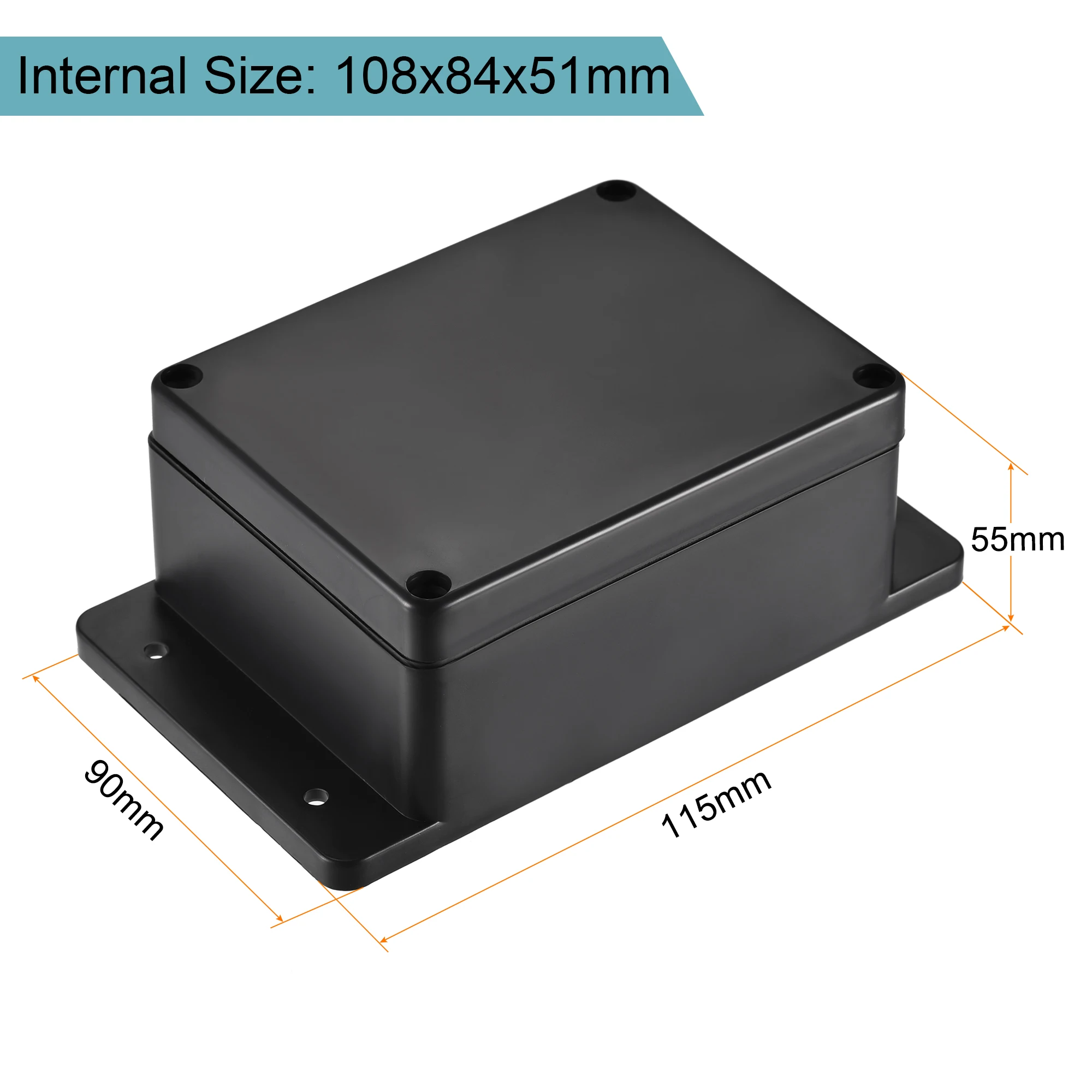 Uxcell-caja de conexiones a prueba de agua, accesorio ABS para montaje en pared, proyecto eléctrico, color negro, 115x90x55mm