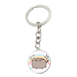 Pusheen-Porte-clés Anime mignon pour enfants, bijoux de mode, pendentif à breloques pour filles, porte-clés dessin animé pour garçons, porte-clés créatif