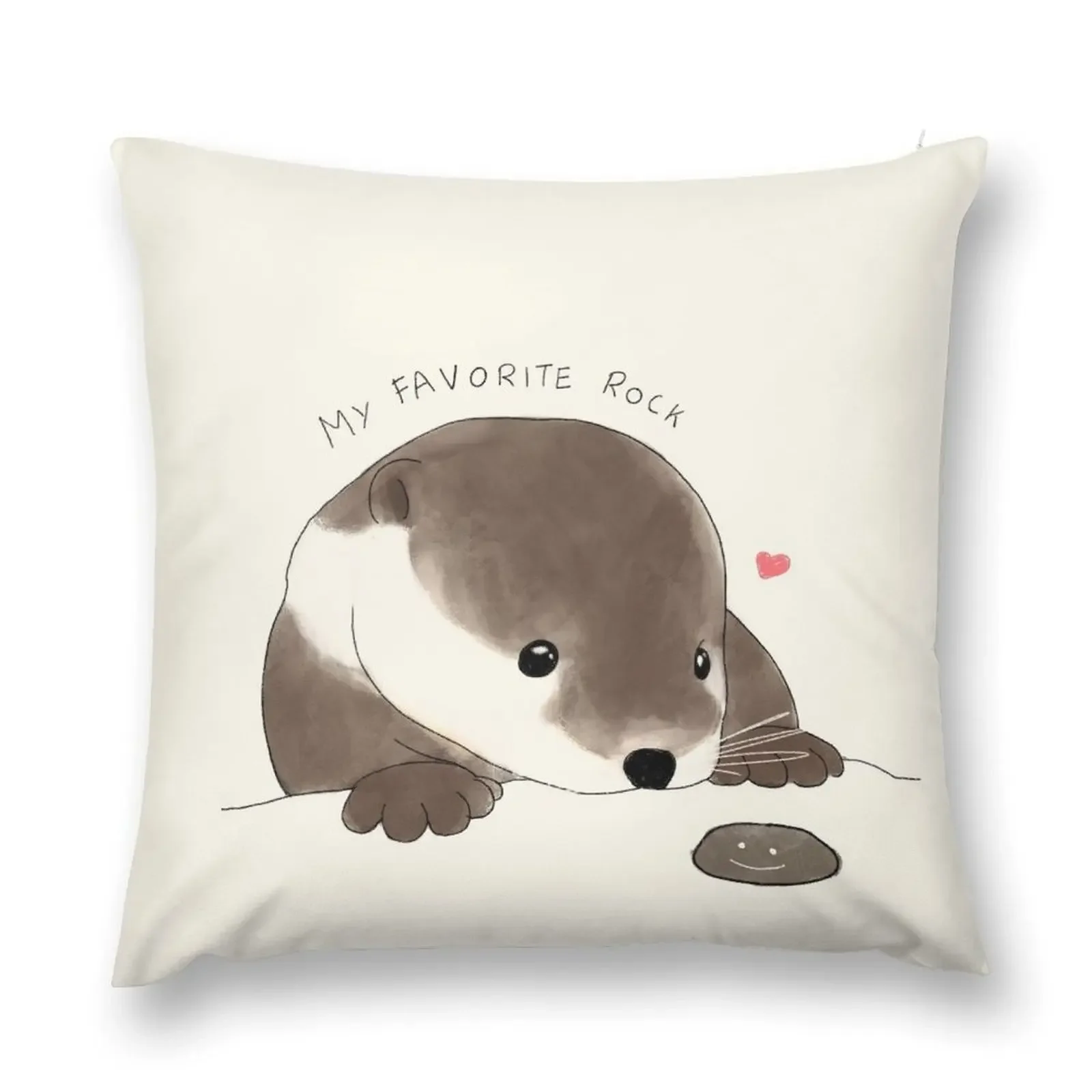 

Otter's Favorite Rock Throw Pillow Luxury Sofa Cushions bed pillows pillow