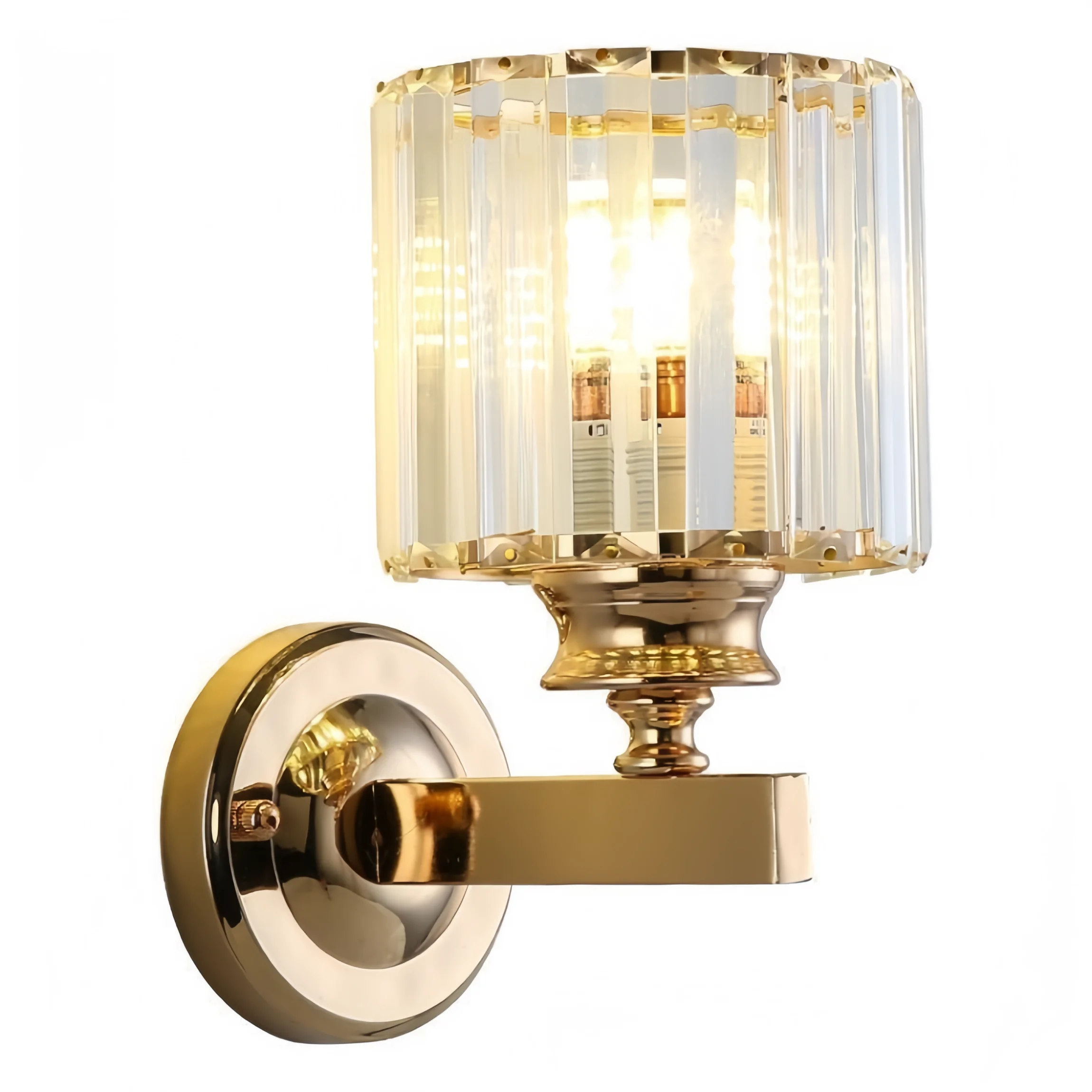 

Hotel Home Bedroom Modern Decoration Interior Wall Lamp Indoor Shade Golden Crystal Light Emitting Diode Wall Lamp