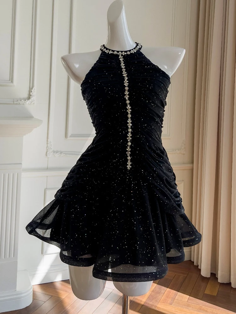 

Sexy Off-oulder Bla Dr with Sequin And Lace Design High-End Cusized Diamond Detailing Midi Skirt Vintage Sle for ...