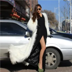 Women Imitation Sheep Faux Fur Long Coat Cardigan Thermal Loose Slim Fit Plush Coats Female Jacket Autumn Winter Furry Outerwear