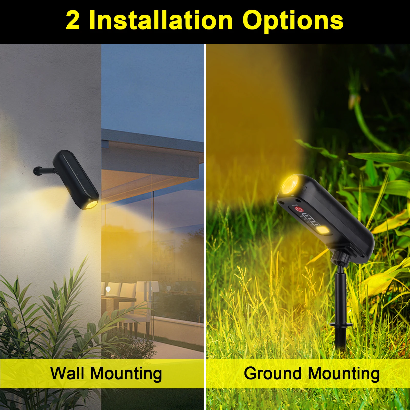 4PCS Solar LED Light Outdoor Solar Wall Light IP65 3000K Garden Light Solar Spotlights Solar Uplights for Trees Pathway Yard