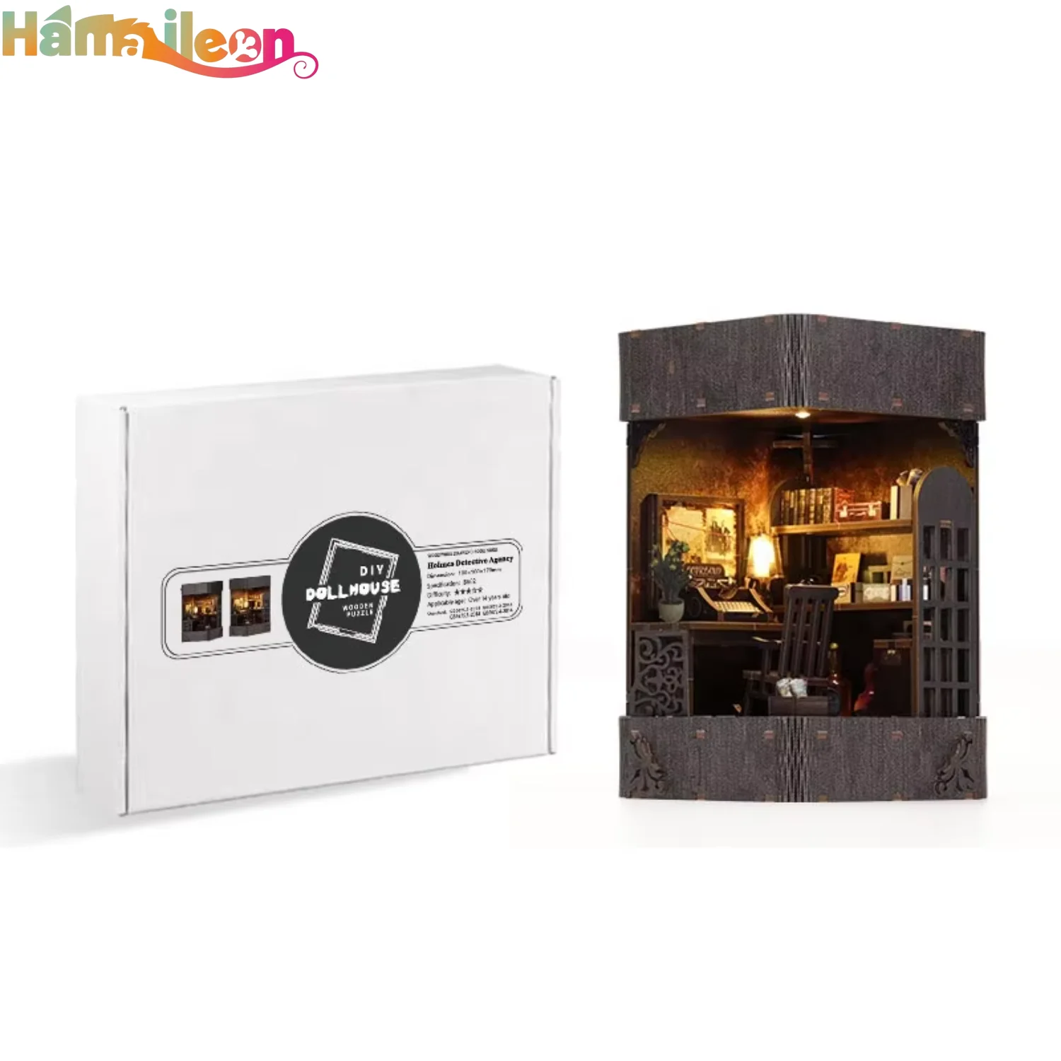 Hamaileon DIY Dollhouse Book Nook House Miniature Wooden Puzzle 3D Book Nook for Assemble Handmade Toys For Adults/Teenagers