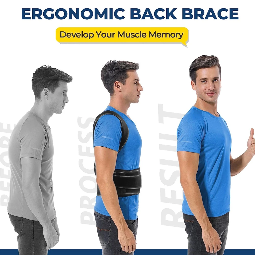 Adjustable Full Back Brace Posture Corrector, Men Women Back Support for Lumbar Back Pain Relief, Improve Posture Hump Corrector