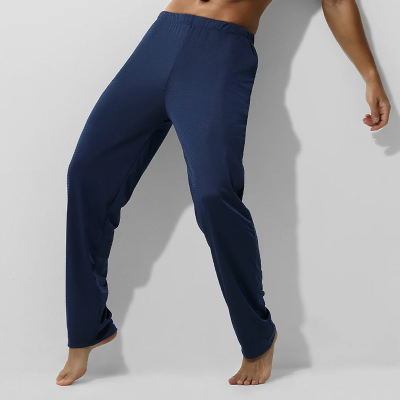 

Men's summer ice silk casual long pants, air-conditioned pants, thin spring and autumn loose large-sized summer home pants can b