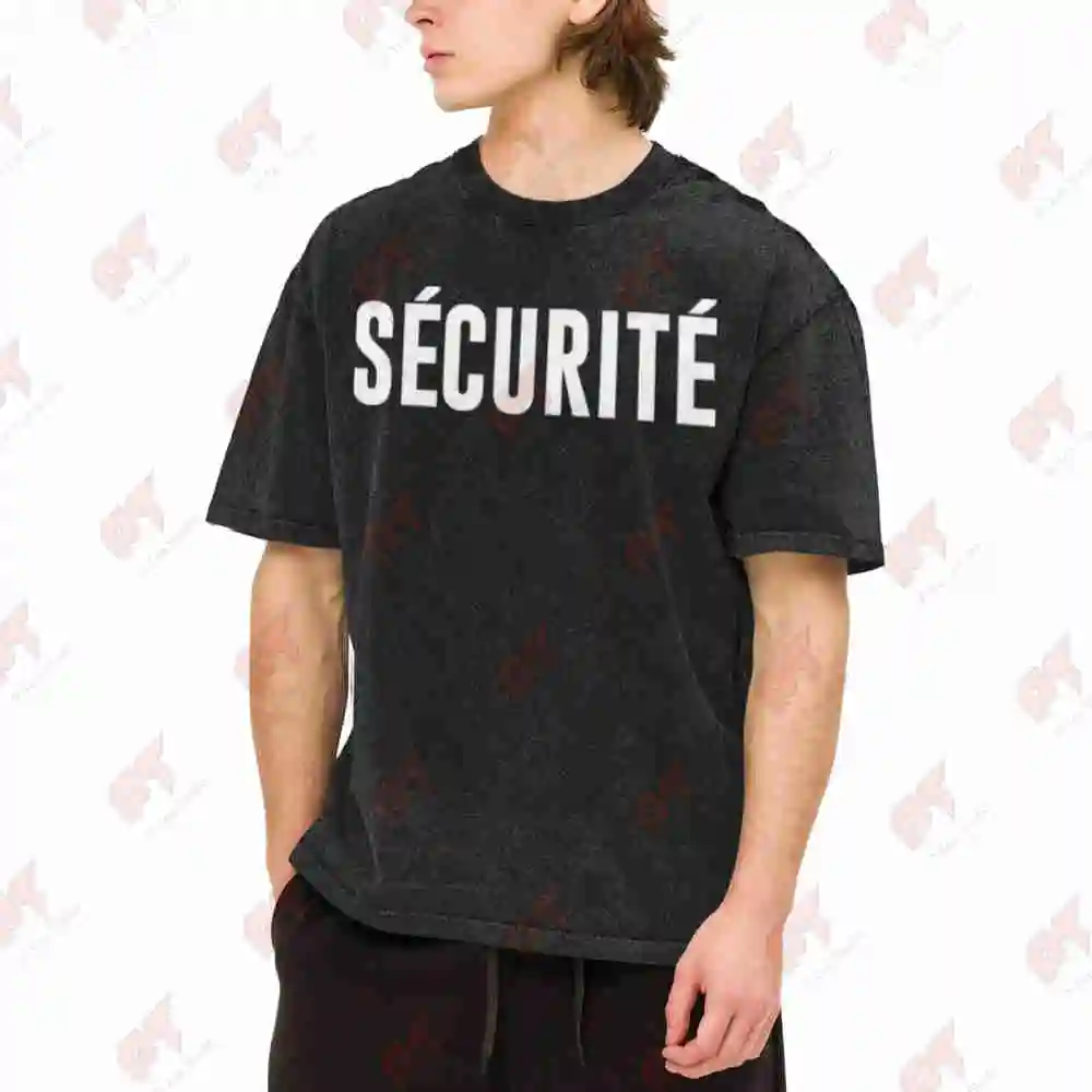 Security Agent Gardienigile Vintage Washed Tee Pure Cotton T-Shirt