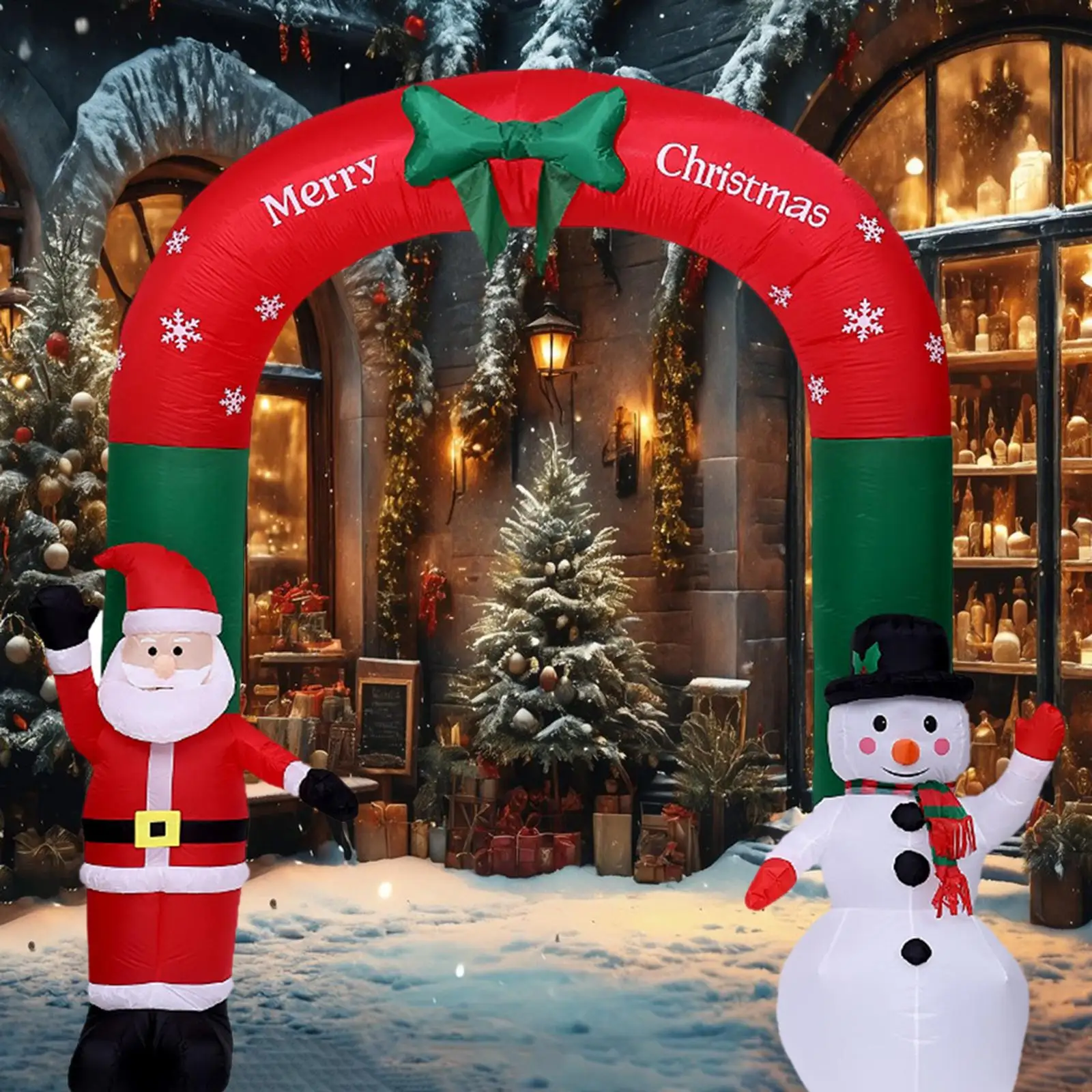 10.1ft Christmas Inflatable Arch with Lights US 110V Santa Claus and Snowman Decor for Indoor Outdoor Lightweight Adorable