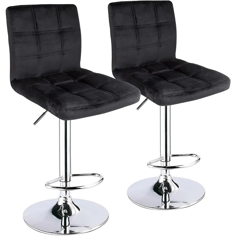 PU Leather Adjustable Bar Stools with Back, Set of 2, Counter Height Swivel Stool, Barstools for Kitchen Counter