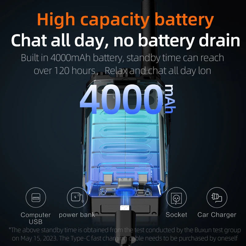 KSUN 8 واط اتصال داخلي عالي الطاقة غير مغناطيسي من النوع C شحن ثنائي الاتجاه تردد الراديو سهل الاقتران جهاز اتصال لاسلكي لموقع البناء