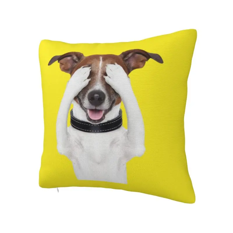 Jack Russell Terrier Dog Meme Cushion Cover Polyester Pet Animal Pillow Case for Car Square Pillowcase Living Room Decoration