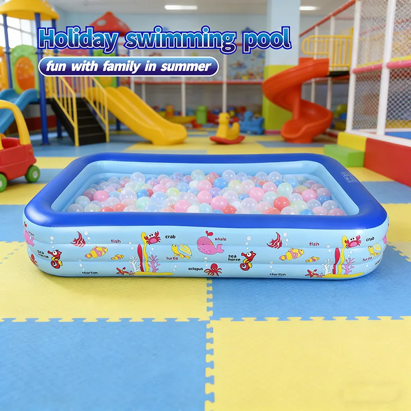 

Утолщенный надувной бассейн с 3 кольцами | Портативный складной семейный бассейн | Ванна для летних водных вечеринок на заднем дворе для развлечений на свежем воздухе