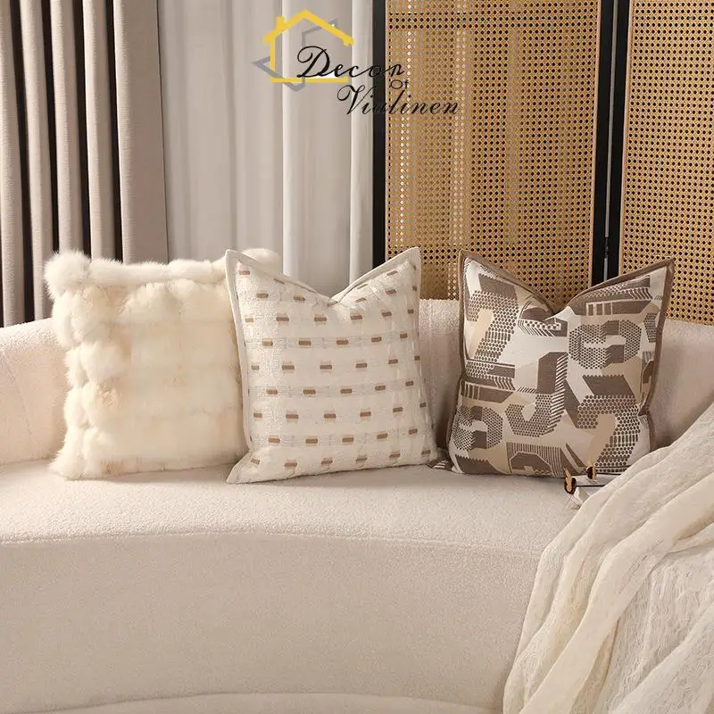 Light Luxury Customized High end Throw Pillow Cover Fox Hair Autumn and Winter Soft Glutinous Plush Sofa