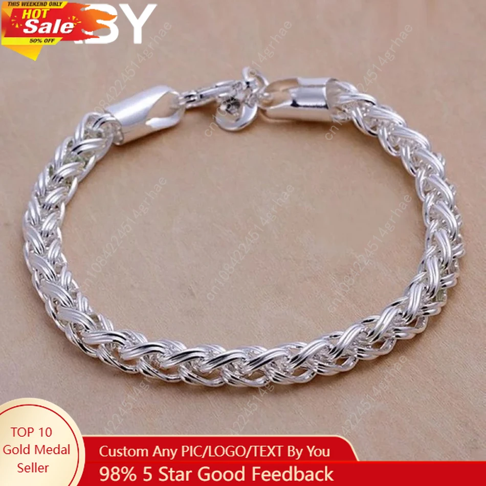 

Wholesale 925 Sterling Silver Bracelets Jewelry chain women lady men 6mm 4MM high quality valentine gift beautiful factory price