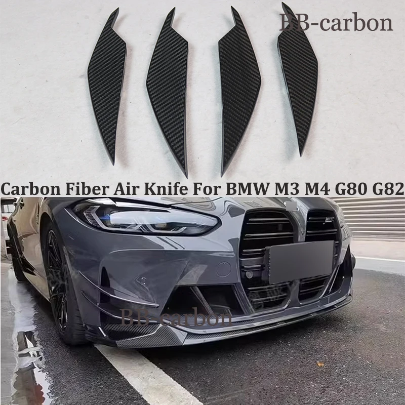 

For BMW M3 G80 M4 G82 New Style High Quality Real Carbon Fiber Car Body Kit Front Bumper Air Knife Decoration AC Style