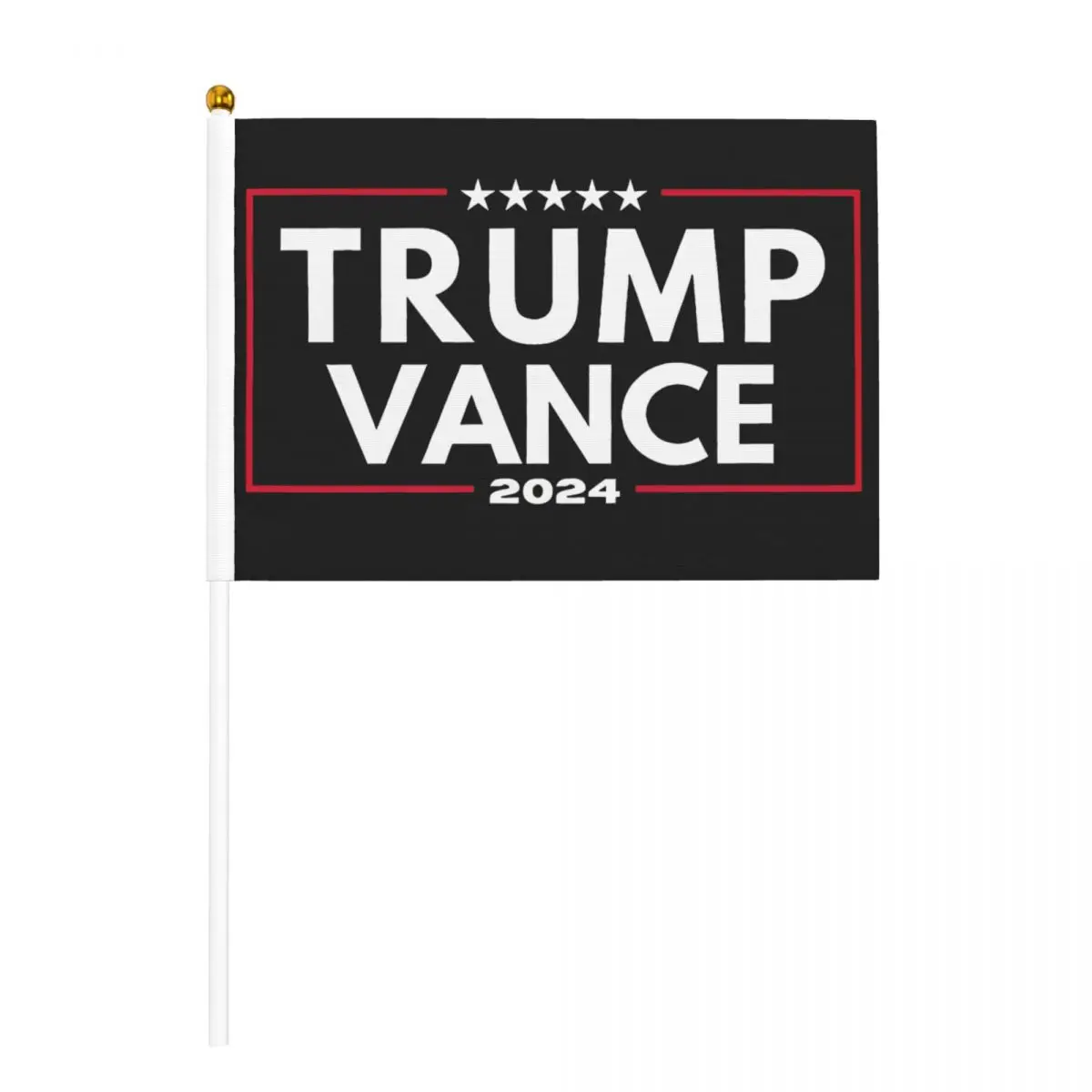 10 Pack Trump J D Vance Handheld Flags 5.5x8.3 Inch Golden Spear Top Presidential Election Stick Flags