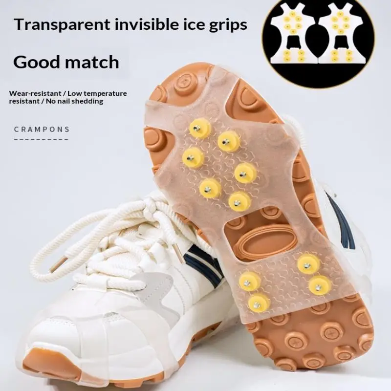 

10 ледяных когтей для обуви, противоскользящие кошки из ТПЭ с полным покрытием для пеших прогулок и снега, предотвращают слипоны льда