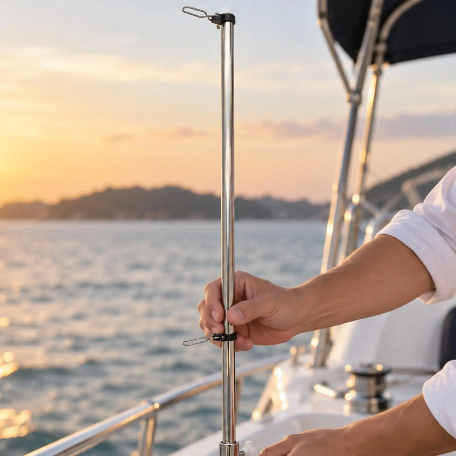 Boat Flag Rod Holder Stainless Steel Flagpole Mount with Tightening Knob for Railing 25mm