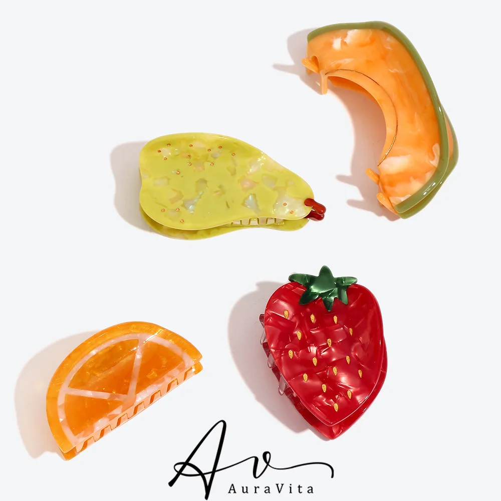 Pinza creativa para el pelo para mujer, accesorio para el cabello de aleación de resina con dibujos animados de frutas, ideal para fiesta navideña, regalo divertido, 2024