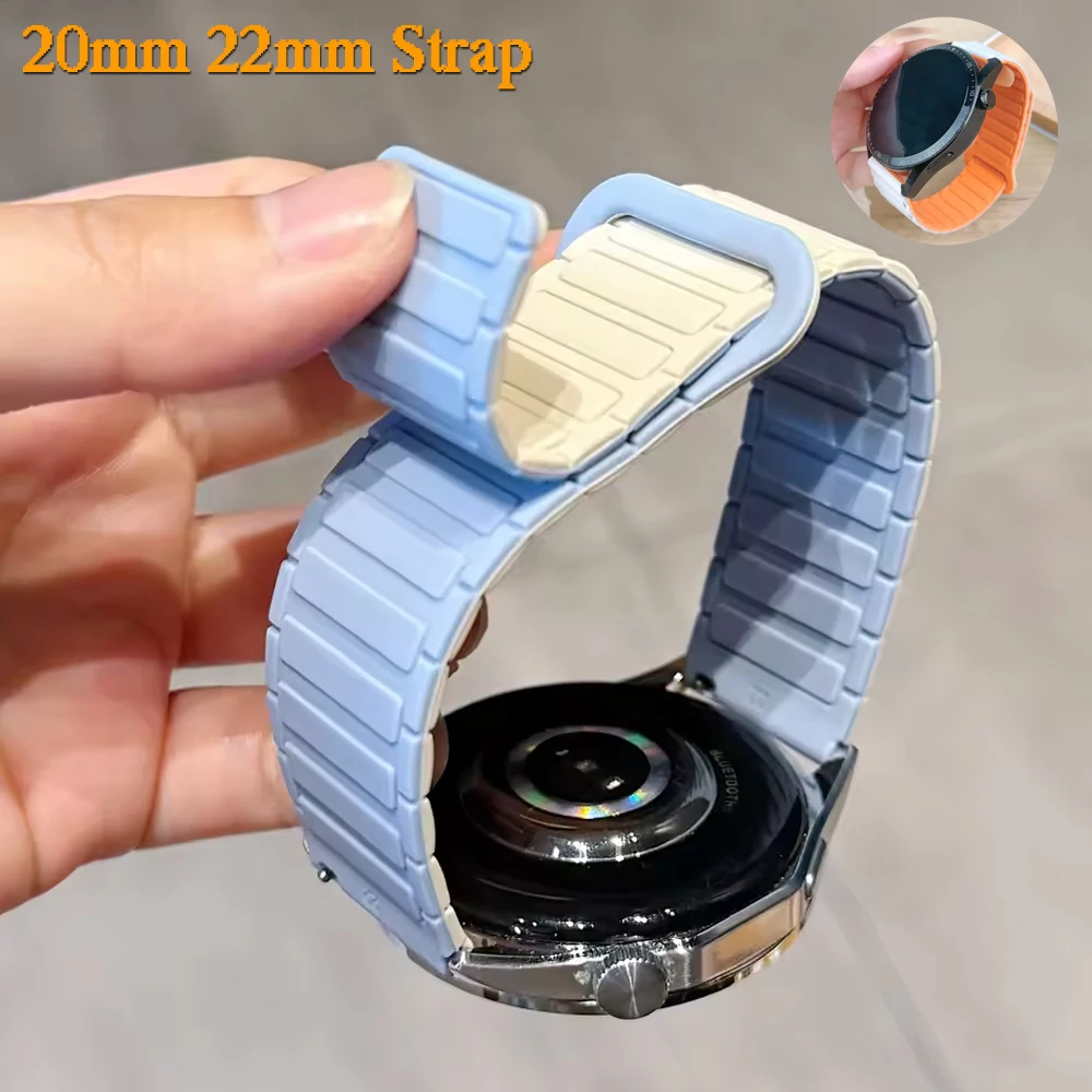 20mm 22mm Magnetic Band For Amazfit Balance/2/Bip 6 5/Stratos3 2s Silicone Strap For Amazfit Active 2/2s/GTS 4 3 2 2e Wrist Belt