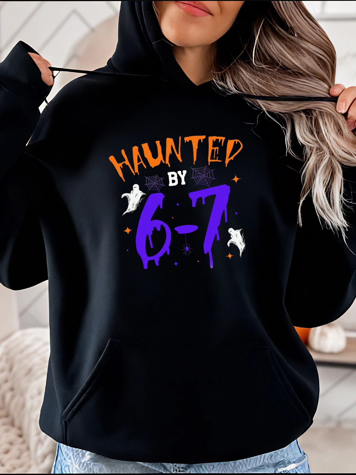 

Толстовка с капюшоном на Хэллоуин с привидениями 6-7 и принтом призраков, жуткий дизайн, женская повседневная толстовка для костюма на Хэллоуин