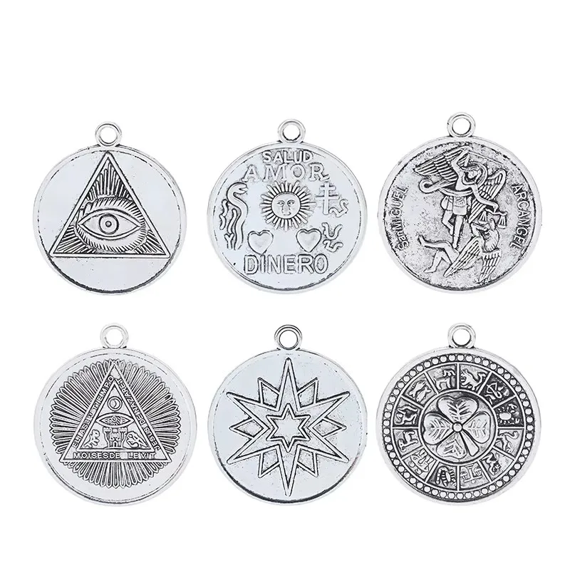 10pcs Antique Large Archangel Tetragrammaton Pentagram Wiccan Pagan Charms Pendants  DIY Necklace Jewelry Making Findings