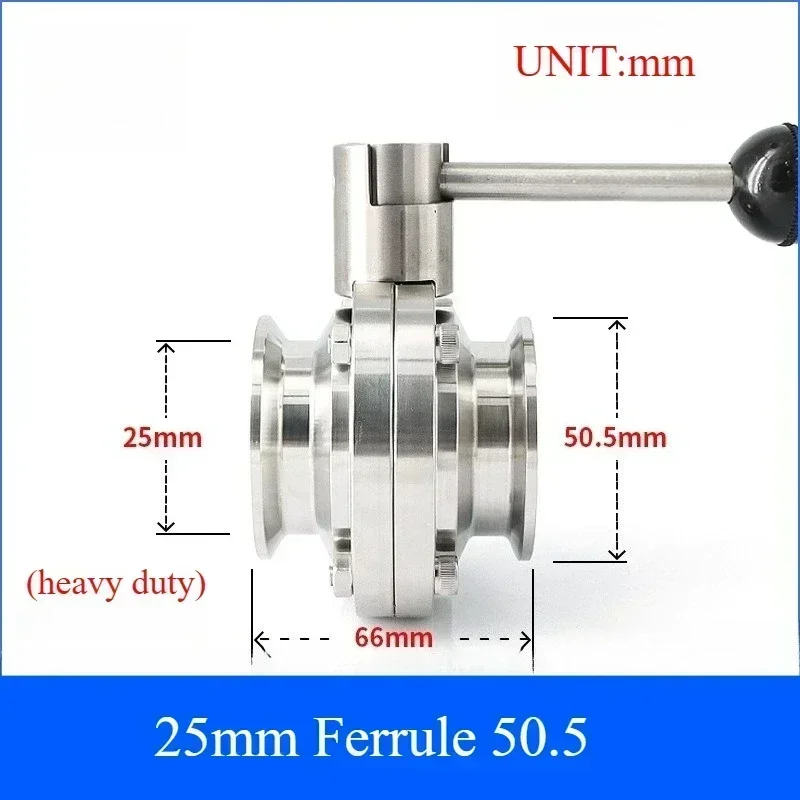 Électrovanne 19/25/32/38mm Sanitary Tri Clamp Butterfly Valve 304 Stainless Steel Dairy Brewing Homebrew Beer System 3/4“ 1” 1-1/2\ Eau et vapeur — détail 2
