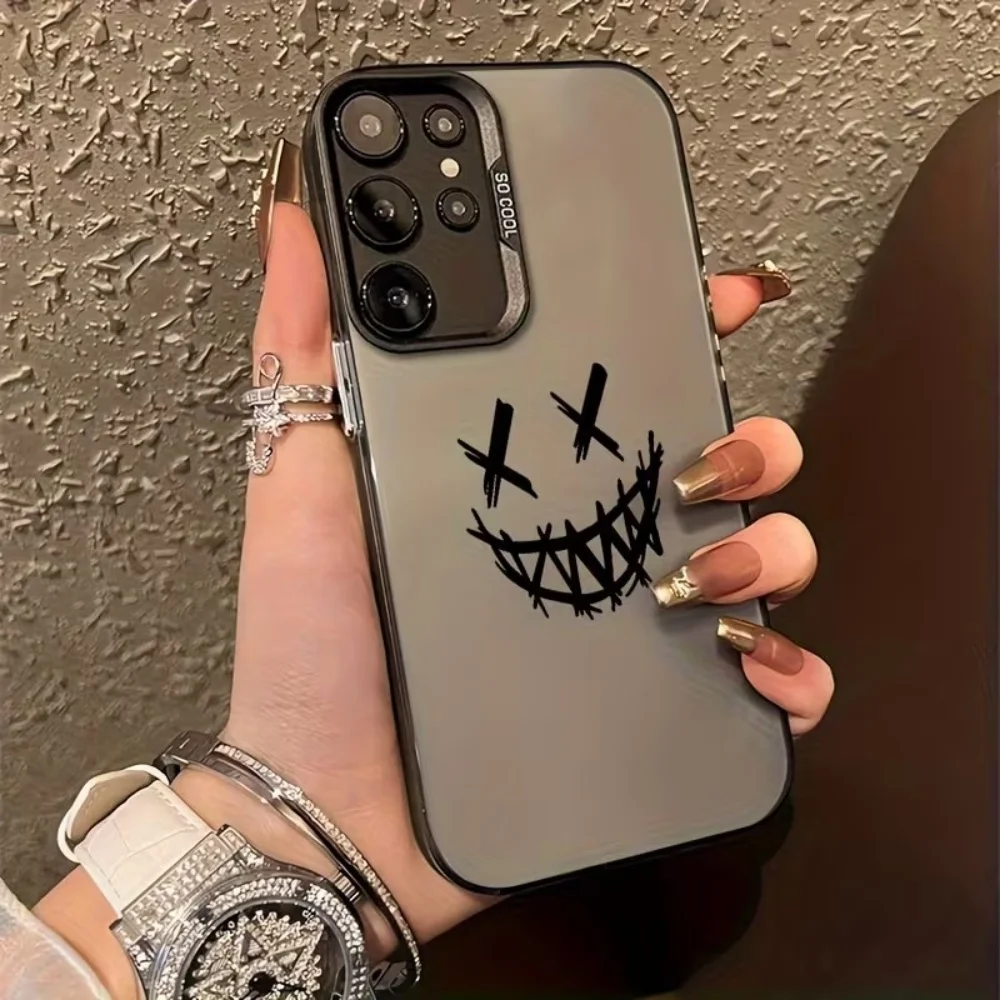 Smiling Devil Print Silver IMD Phone Case For Samsung Galaxy A71 A72 A73 A56 A55 A54 A53 A52 A52s A51 A50 4G 5G Shockproof Cover view 6