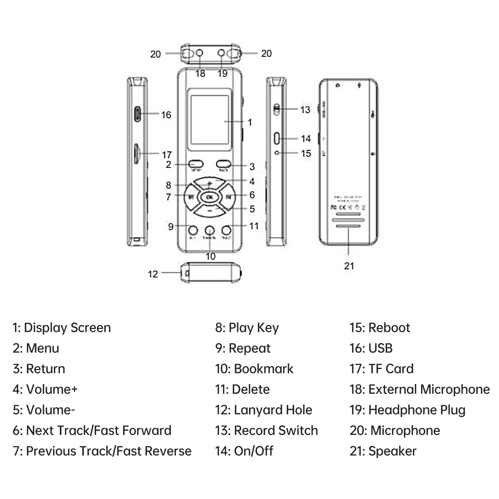 Digital Voice Recorder Mini Voice Recorder Upgraded Small Audio Recorder with MP3&USB for Lectures, Meetings, Interviews