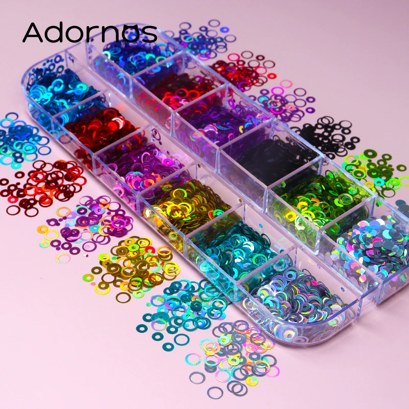 Accessori per unghie paillettes rotonde vuote olografiche Sparkly Mixed Color Mirror Circle Glitter Flakes Manicure decorazioni artistiche fai da te