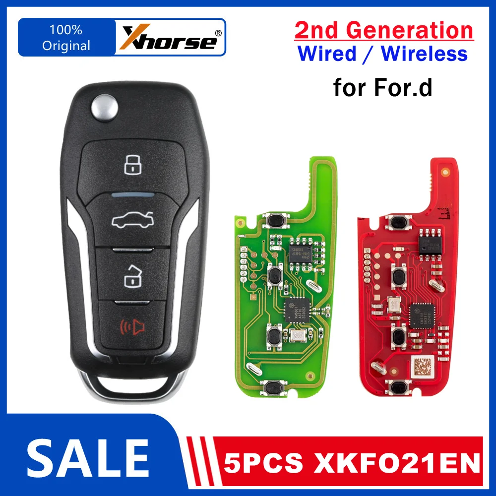 

5 шт. XHORSE для Ford XKFO21EN, дистанционные ключи 2-го поколения, универсальный автомобильный смарт-ключ, обновленная версия XKFO01EN