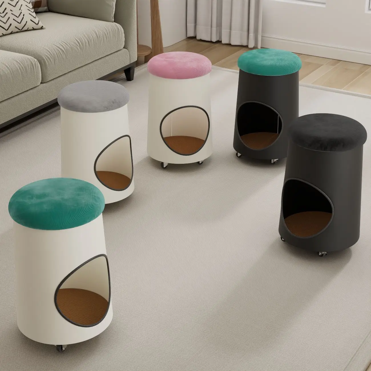 DSA creative cat nest stool removable with rollers household living room sofa chair cat supplies multi-functional low stool