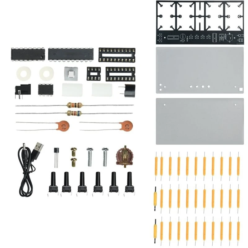2026 Easy Use Warm Amber LED Digital Clock With Lighting 4 Bit DIY Kit DC5V Soldering Practice Kit