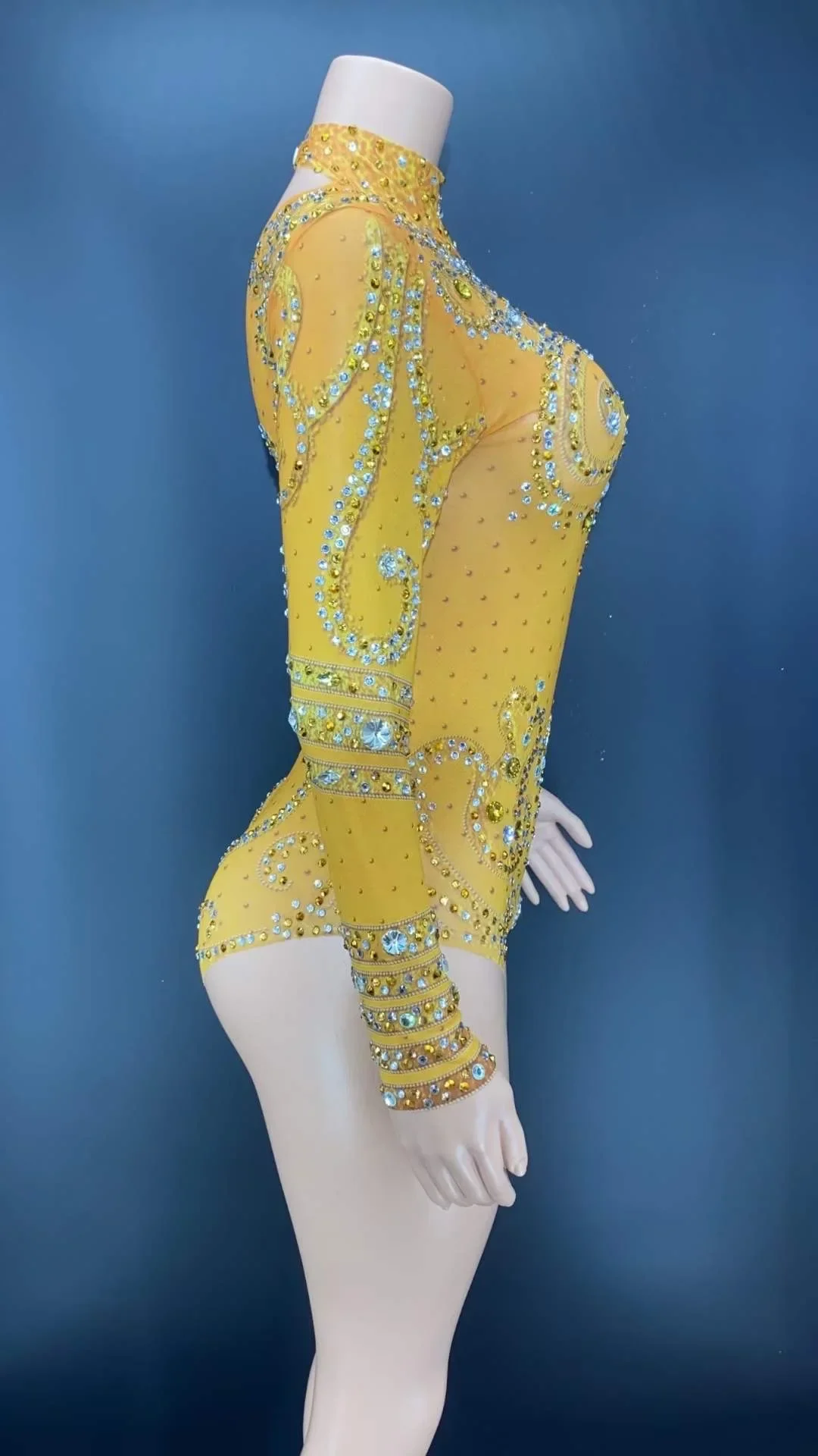 Feminino multicolorido brilhante strass sexy bodysuits boate bar festa de formatura pólo dança 2026 traje de palco