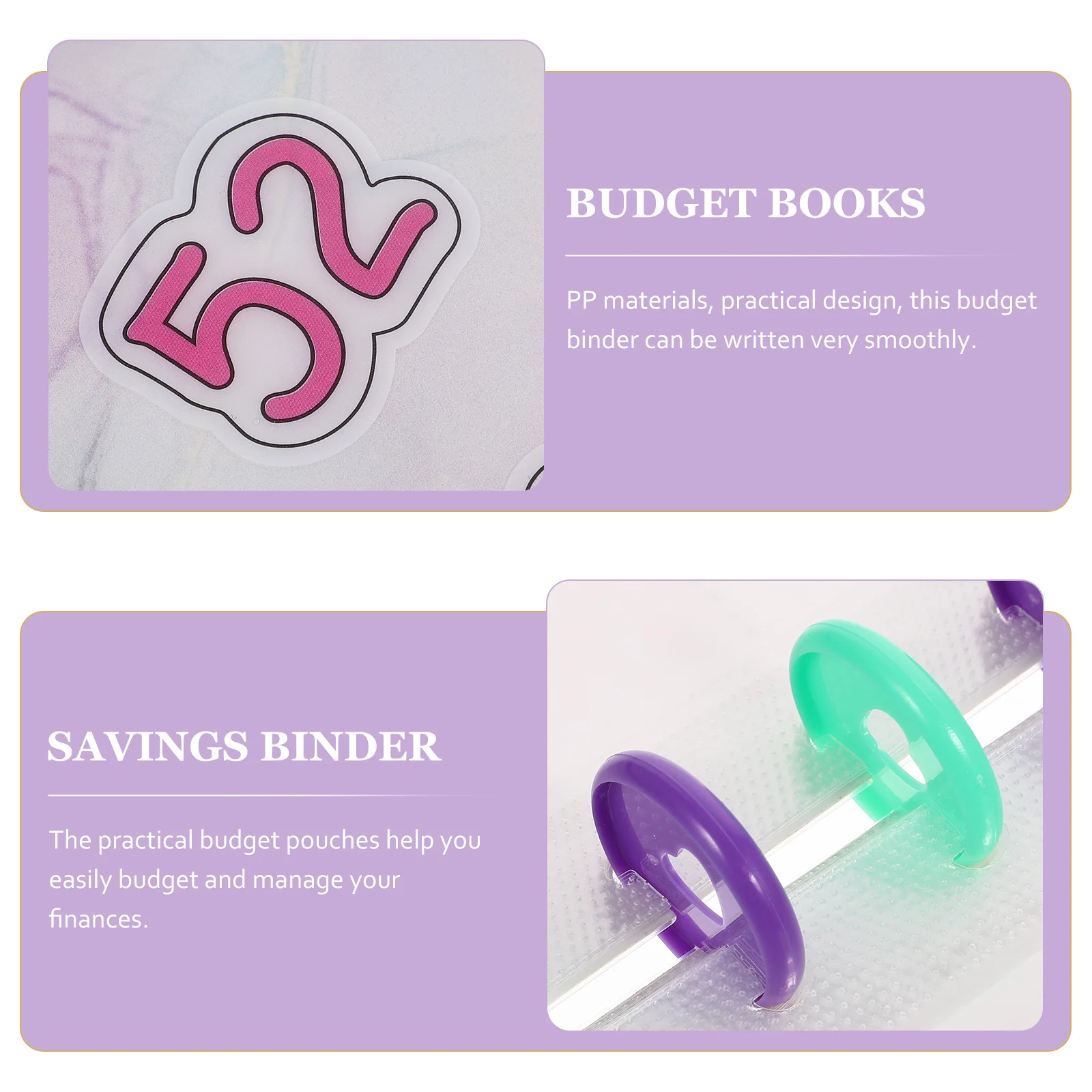 

Savings Challenge Binder Budget Book PP Materials Practical Design Cash Pouches Organizer Financial Planner Loose-Leaf Notepad