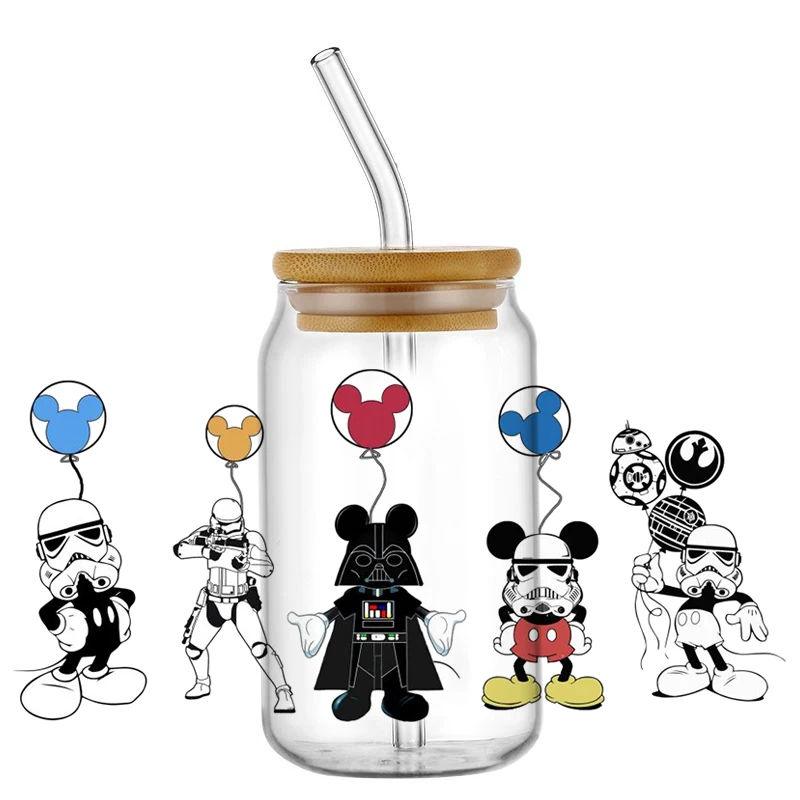 Miniso Cartoon Warrior Decal Waterproof UV DTF Cup Wrap for 16oz Libbey Glasses Can DIY Mikey Washable Transfer Sticker