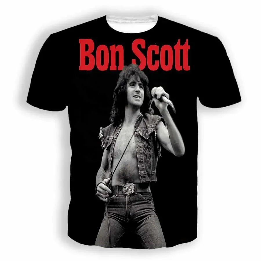 

Rock Frontman Bon Scott 3D Printed Plus-size Men's and Women's T-shirts Casual Hip Hop Harajuku Sports Quick Dry Breathable