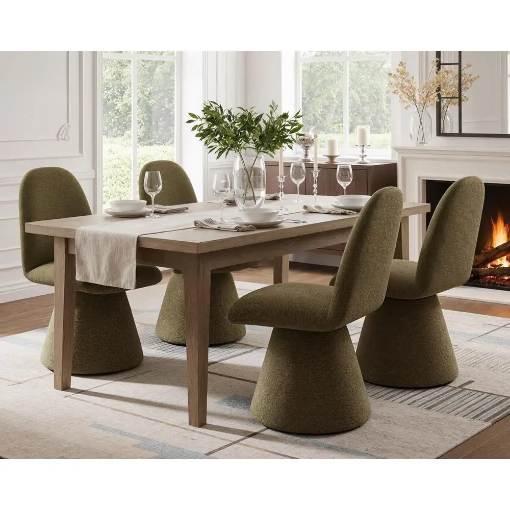 

Mid-Century Modern Chenille Upholstered Swivel Dining Chairs Set of 4, High Back, 360° Rotation, Suitable for Kitchen, Dining, L
