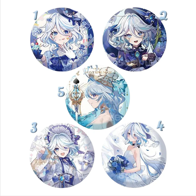 

Genshin Impact Funina Tongren Anime Round Bar 58mm Badge Button Pin Backpack Accessory Bad Badge Jewelry Gift Backpack Accessory
