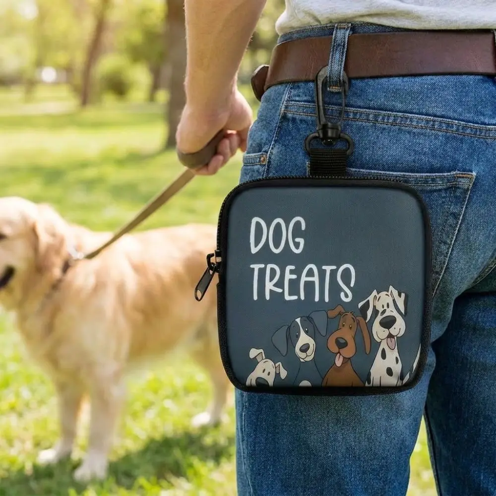 Waterproof Dog Treat Pouch Transparent Window Zipper Closure Pet Snack Bag Clip Attachment Printed Design