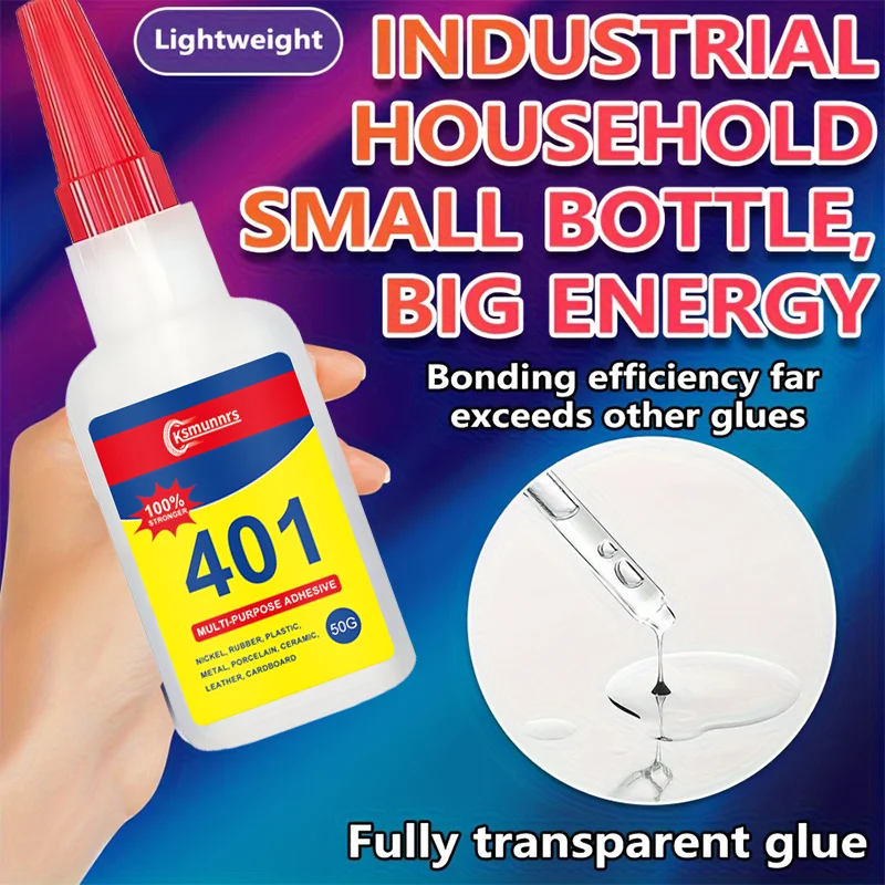 Botella de pegamento 502 de 50 g, pegamento instantáneo de secado rápido, pegamento multiusos, adecuado para metal, plástico, cuero y