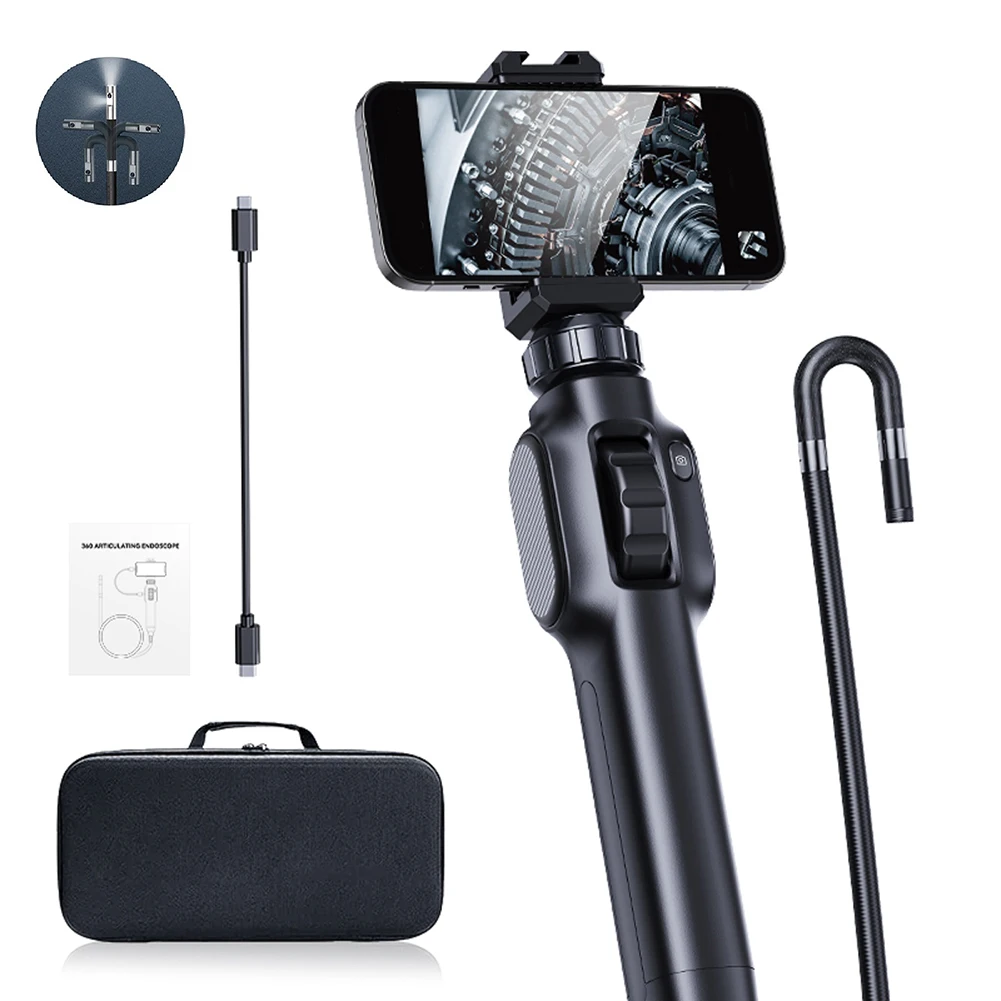 

360° Two-way Rotary Endoscope Dual Lens Pipeline Detector Camera S43-OTG Handheld Endoscope 8mm Cars Inspection Camera