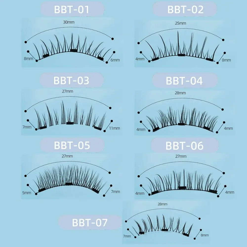 Professional Magneticขนตาปลอมพร้อมกระจกไม่มีกาวReusable Eyelash ExtensionกาวฟรีWispy Dual Magnetic Lashes Lady