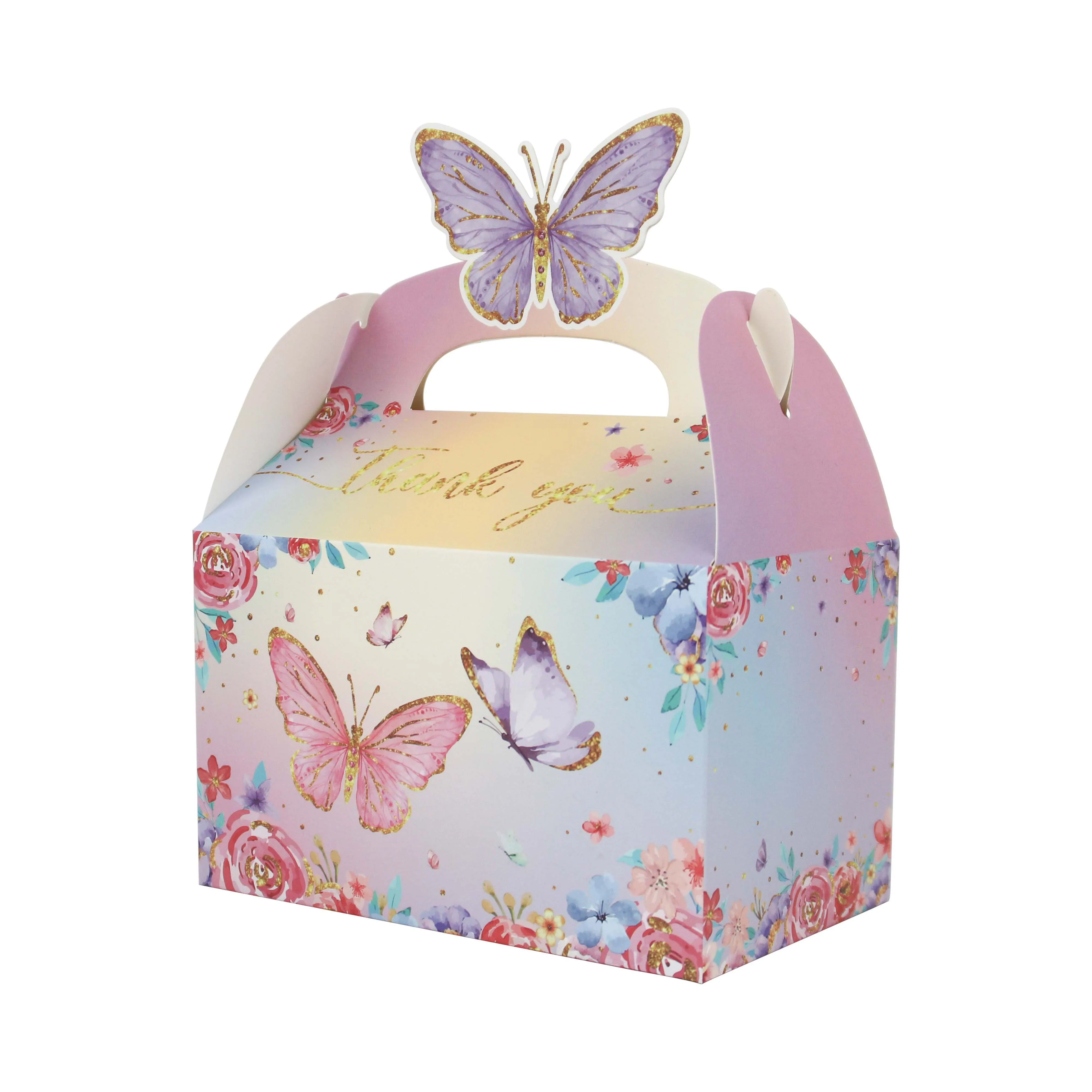 12PCS butterfly paper candy cupcake gift bag with handle