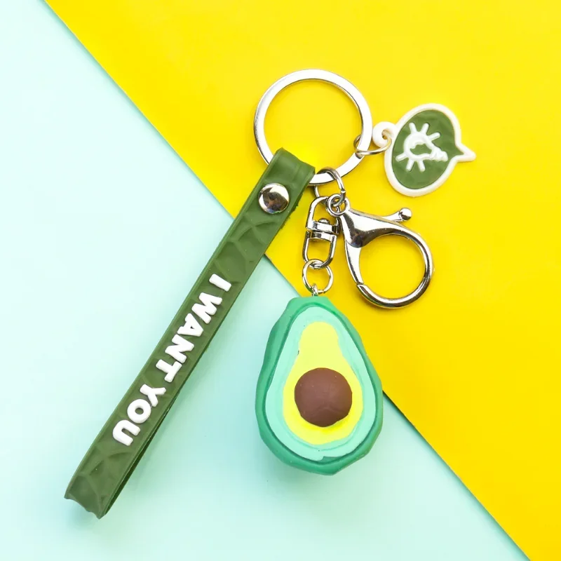 Cartoon creative avocado keychain simple network red Korean style cute lady bag simulation fruit pendant gift