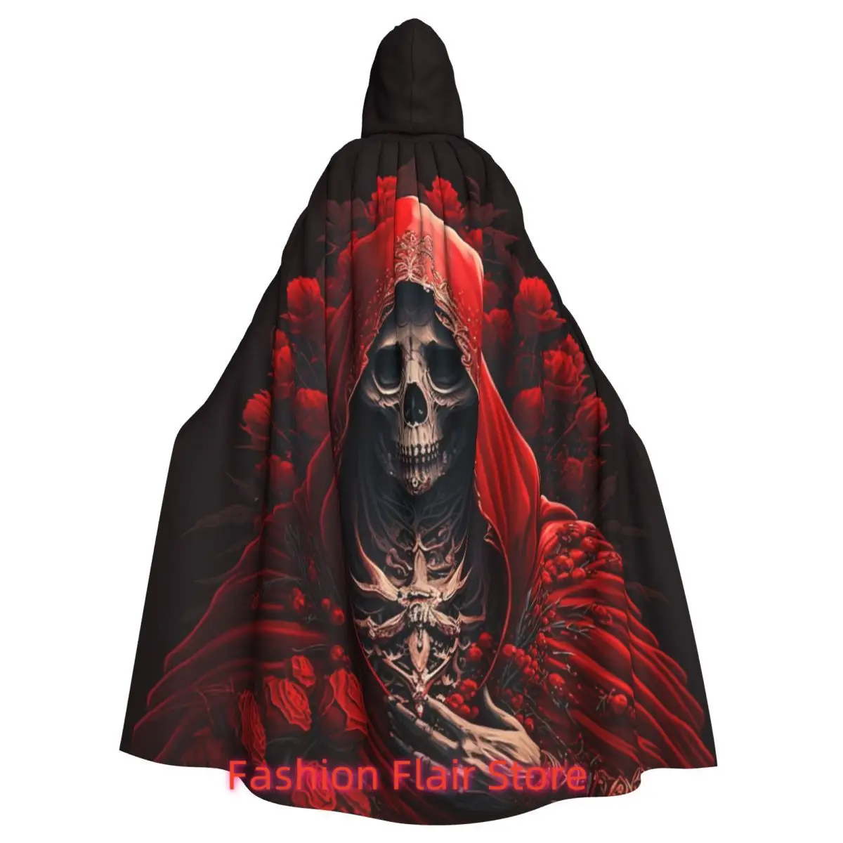 

Красные розы Санта-Муэрте, длинный плащ с капюшоном, средневековый костюм ведьмы, накидка для косплея, пальто на Хэллоуин для взрослых, унисекс